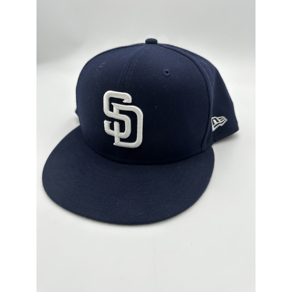 San Diego Padres New Era 59FIFTY On Field Fitted Hat 7 3/8 Navy MLB EUC